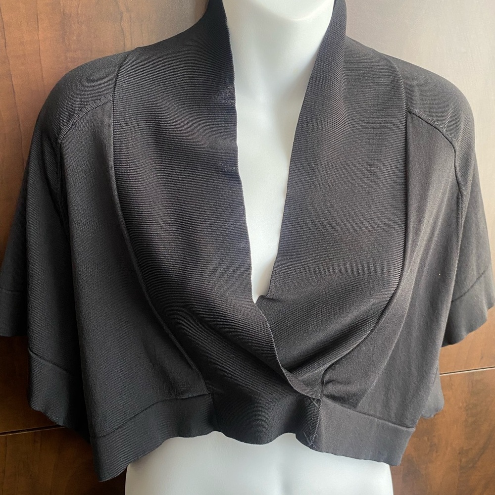 Black Cropped Shawl Collar